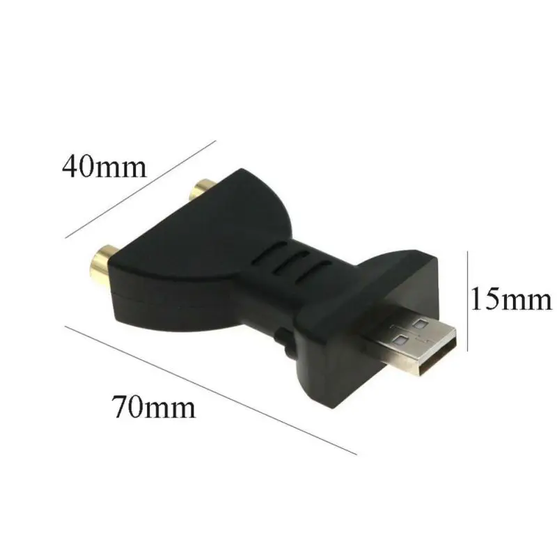 Аудио адаптер USB Мужской 2 RCA Женский Разъем Портативный позолоченный