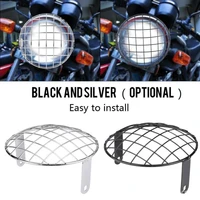 7inch new metal retro motorcycle headlight protector cover fit for universal harley triumph honda headlamp mesh grille lampshade