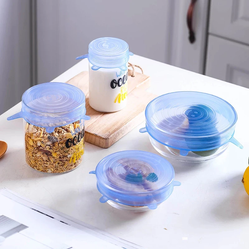 6/12 шт Пищевая силиконовая крышка колпак универсальные силиконовые крышки для