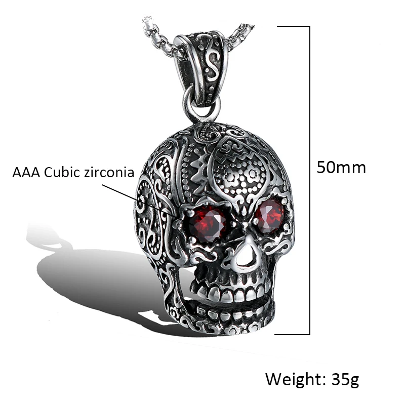 Olowu готическое ожерелье из нержавеющей стали с черепом для мужчин Байкер Титан