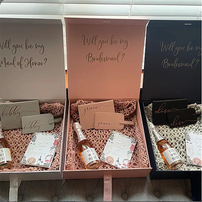 custom fashionable groomsman proposal gift boxbridesmaid envelopes box or card boxwedding memory boxbest man keepsake box free global shipping