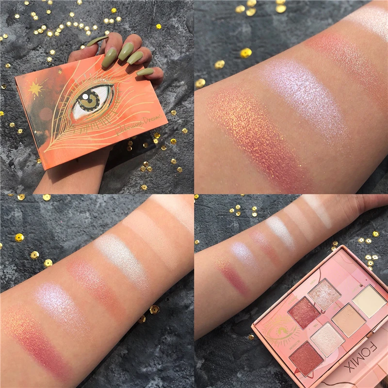 6 цветов мерцающие матовые тени для век Палитра блестящие металлические алмазные