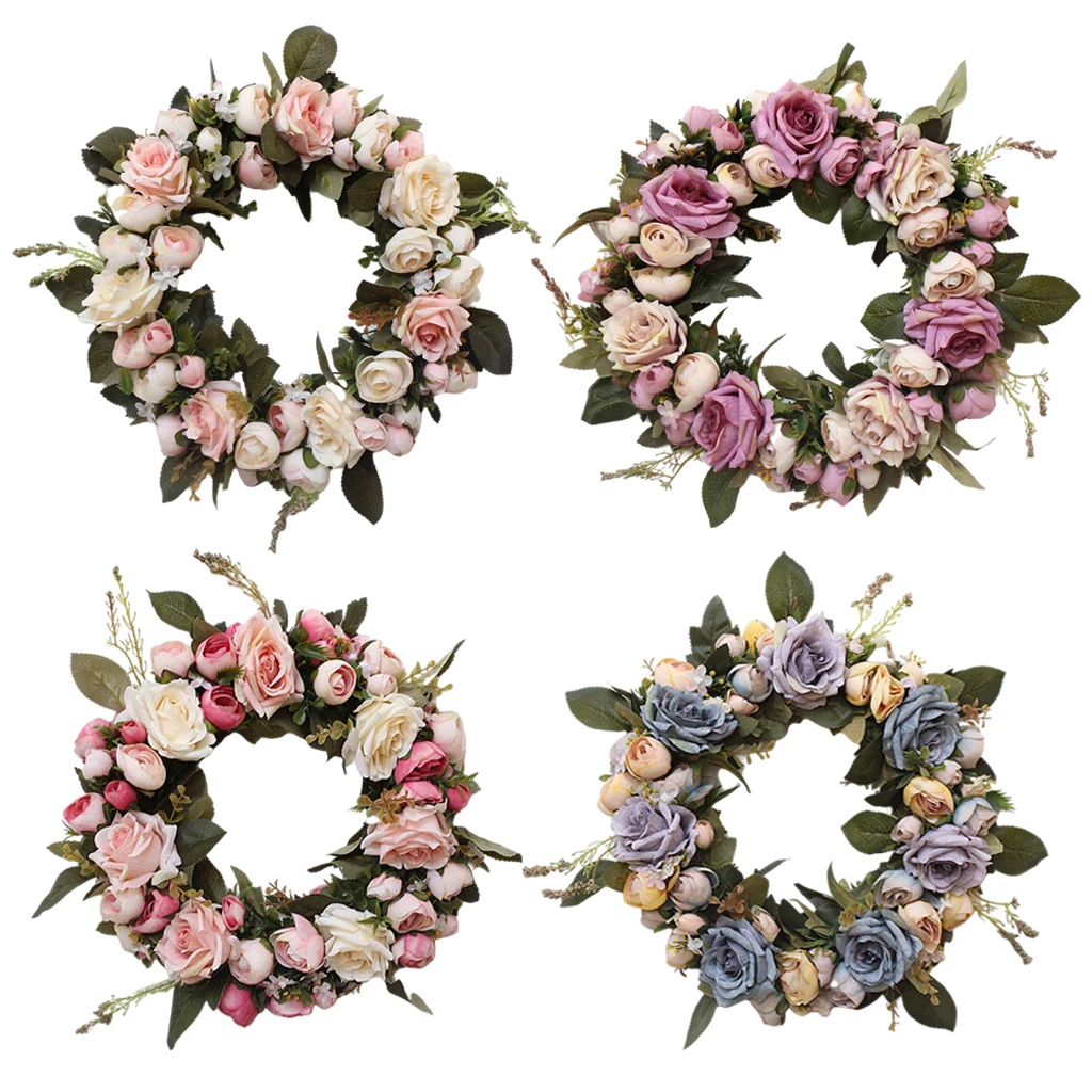 

Wedding Decoration Wreath Rose Flowers Wreath Artificial Flower Home Door Decor Party Wall Ornament