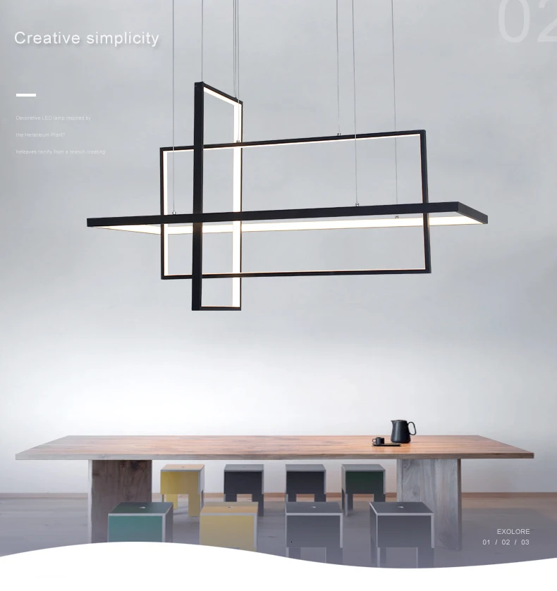 Креативная Современная квадратная Люстра Столовая Спальня