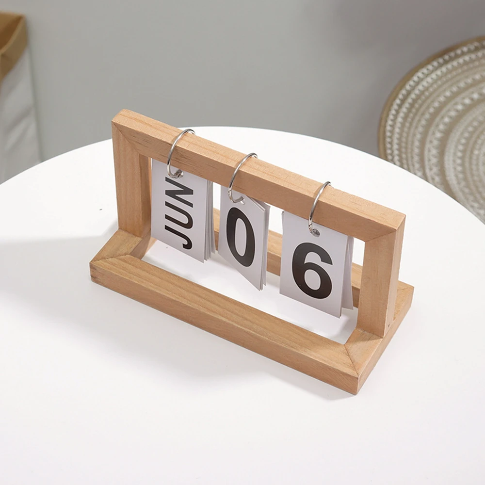 

Simple Style Page Flipping Wooden Calendar Home Desktop Small Decorations Desk Calendar Home Decoration Accessories