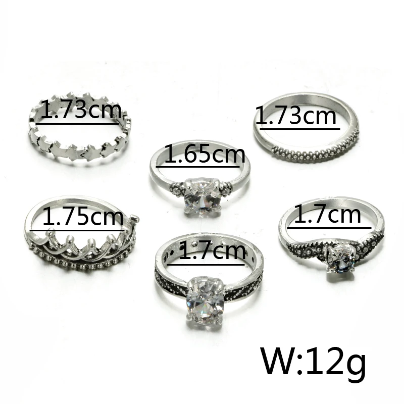 Кольцо docona в богемном стиле с короной и звездами для женщин кольца на середину