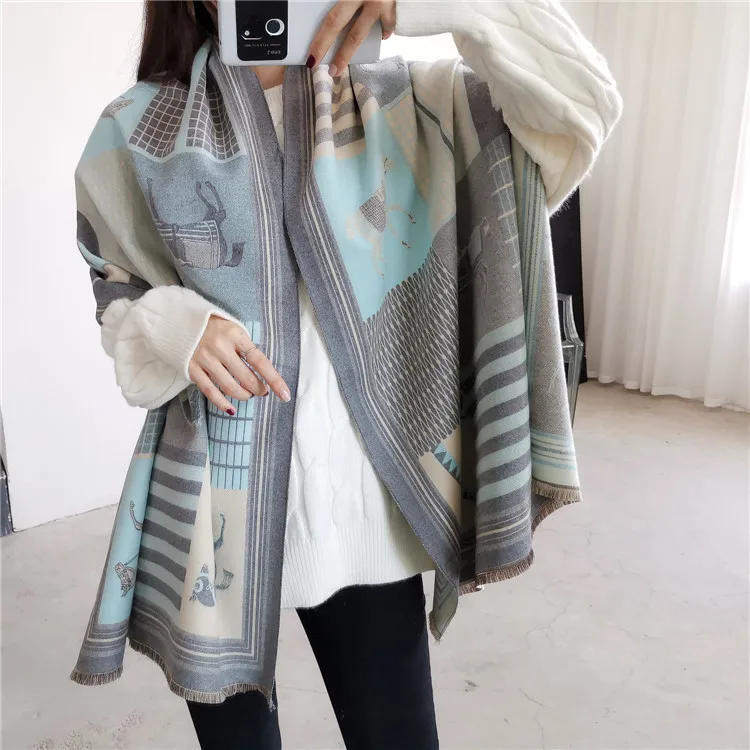 

Autumn and Winter Fashion Elegant Ladies Cashmere Shawl Trend Versatile Warm and Cold-proof Scarf WJZ217-WJZ222