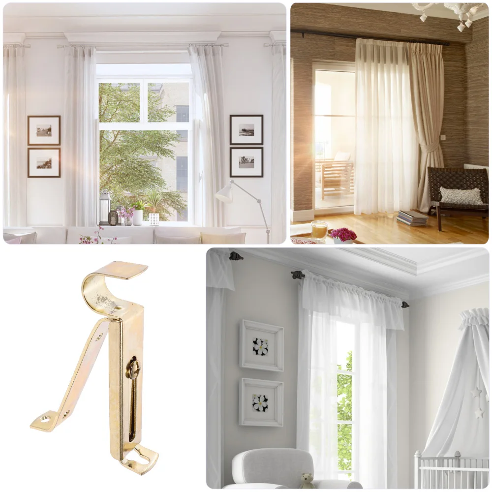 

4pcs Curtain Pole Tray Brackets Retro Single Rod Thickening Brackets (19mm)