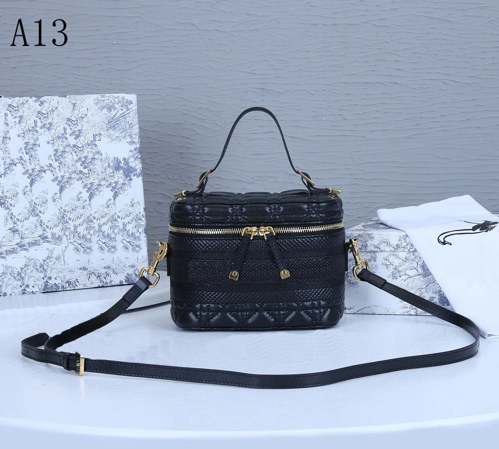 

Classic Luxury Brand Square Bucket Cosmetic Bag Designer Ladies Wrap-Around Zipper Shoulder Bag Messenger Bag Bucket Dinner Bag