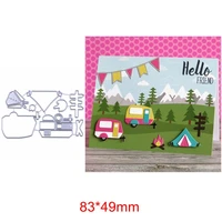 metal cutting dies camping recreational vehicle tent fire tree signpost frame funny diy handmade making card embossing paper new