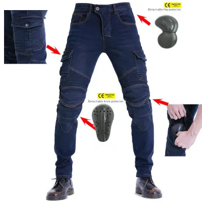 Для мужчин мотоциклетные стильные джинсы для езды Байкерская прямого покроя