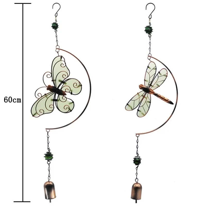 

Luminous Iron Wind Chime Butterfly Dragonfly Pendant Garden Balcony Creative Pendant Decoration Accessories For Living Room