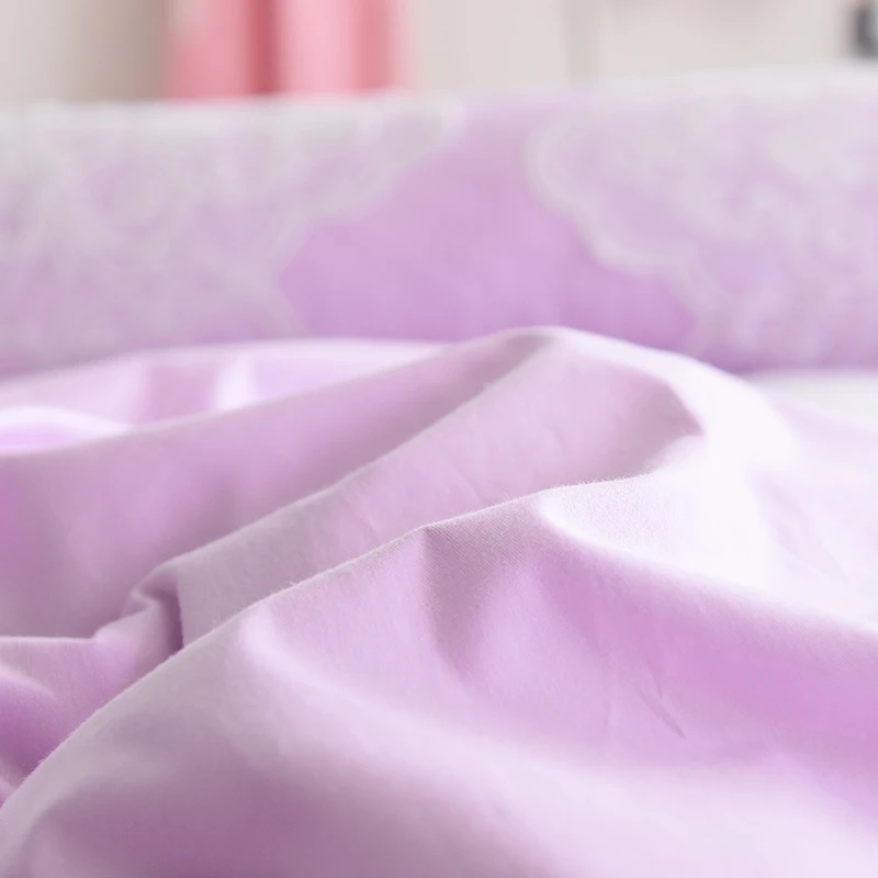 Комплект кружевного постельного белья принцессы фиолетовый жаккардовый