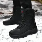 Мужские и женские уличные зимние ботинки до середины икры, непромокаемые Нескользящие Теплые повседневные рабочие ботинки на плоской подошве для прогулок, модные кроссовки