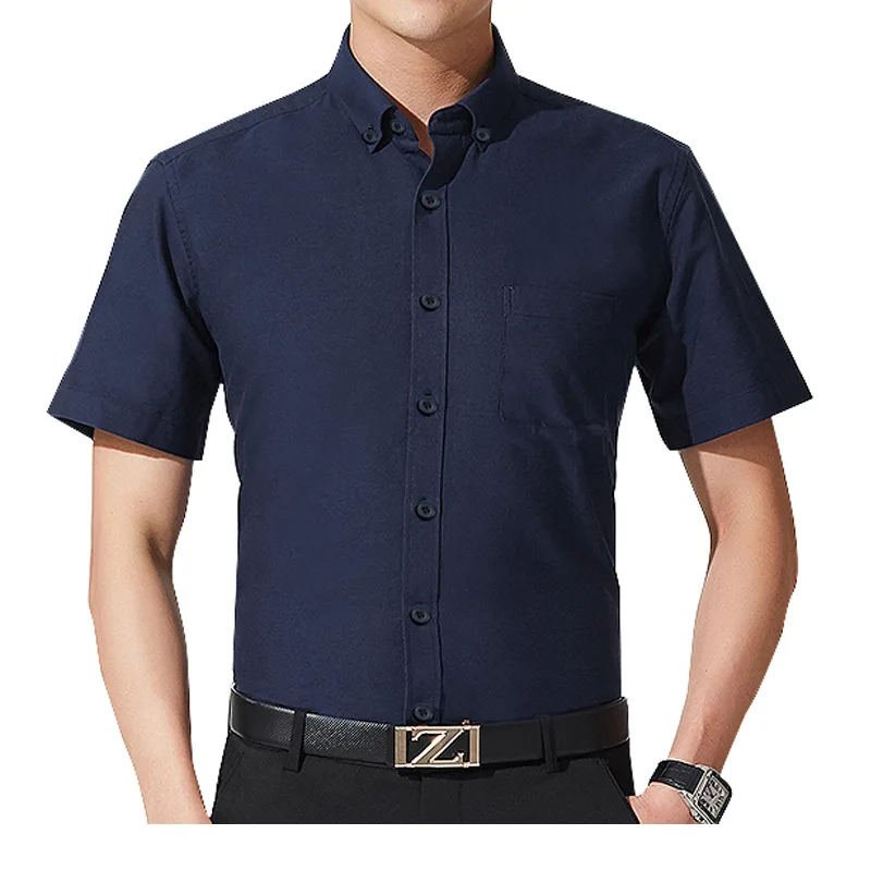 

Men Shirts Summer Men's Short-Sleeved Pocket Shirt Oxford Casual Lapel Solid Color Men's Shirt Men Clothing