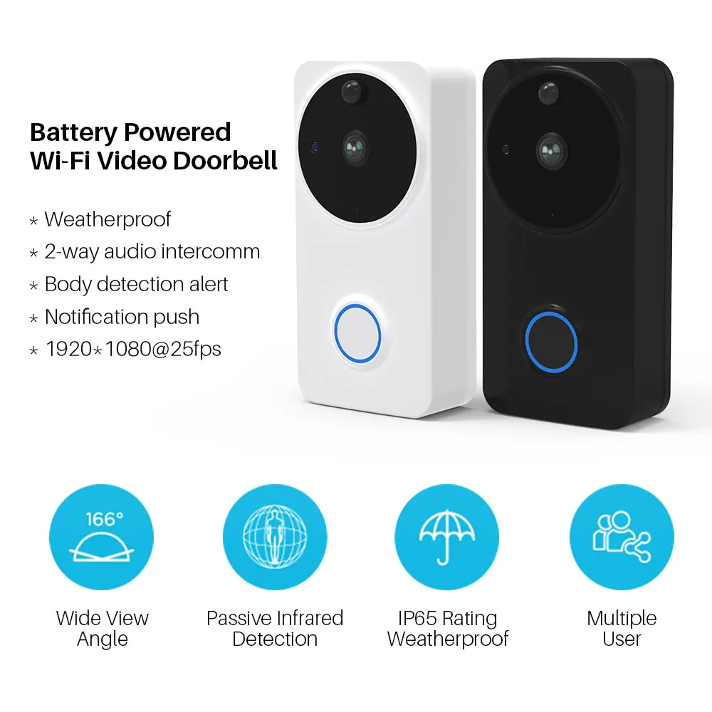 Умный дверной звонок Tuya беспроводной с Wi Fi 1080P HD ночное видение для домашнего