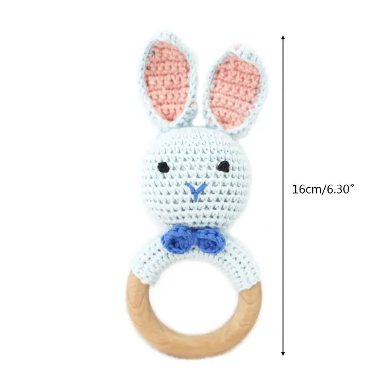 Детский деревянный Прорезыватель сделай сам вязаный кролик погремушка