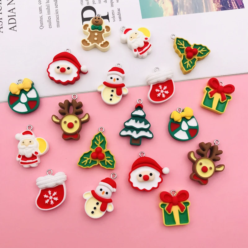 

10 шт., лидер продаж, новые милые рождественские олени из смолы, очаровательные Имбирные пряники для брелоков, сережек, скрапбукинга, «сделай ...