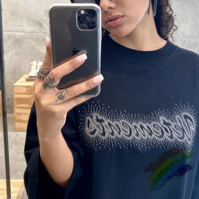 Футболка оверсайз с серебристыми заклепками для мужчин и женщин 2020ss|Мужские