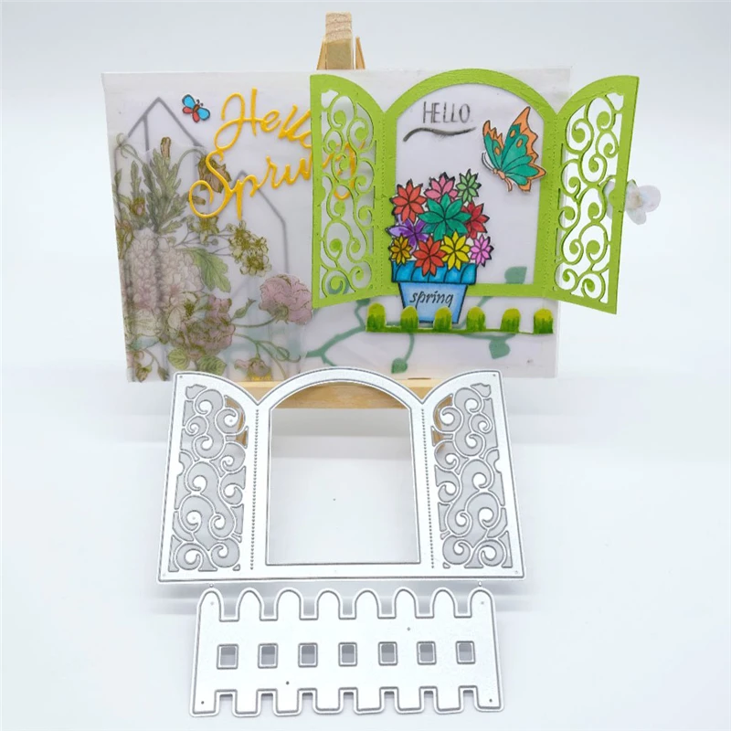 YaMinSanNiO Window Dies Fence Metal Cutting New 2019 Scrapbooking Card Making Embossing Stencil DieCut Template | Дом и сад
