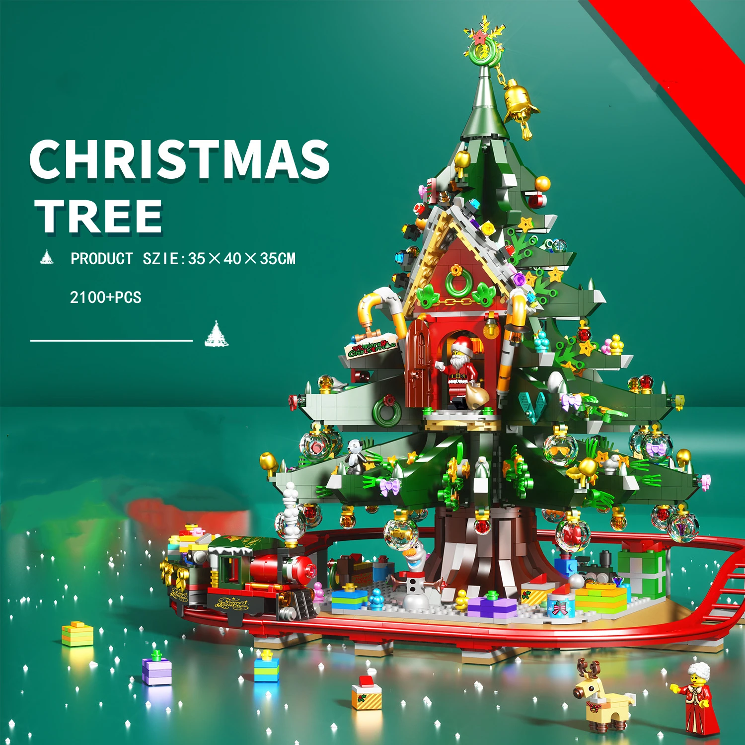 

2021 NEW Christmas Tree House Gifts Train Seasonal IDEAS Creativity Accessories Building Blocks Bricks Toys Best Christmas Gifts