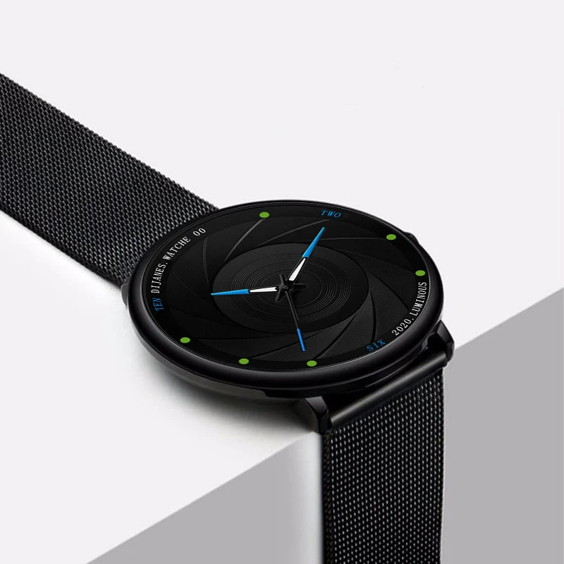 

New Black Hole Rotation Men Watch Mesh Fashion Male Business Casual Watch Quartz Analog Clock Steel Relogio Masculino For Gift