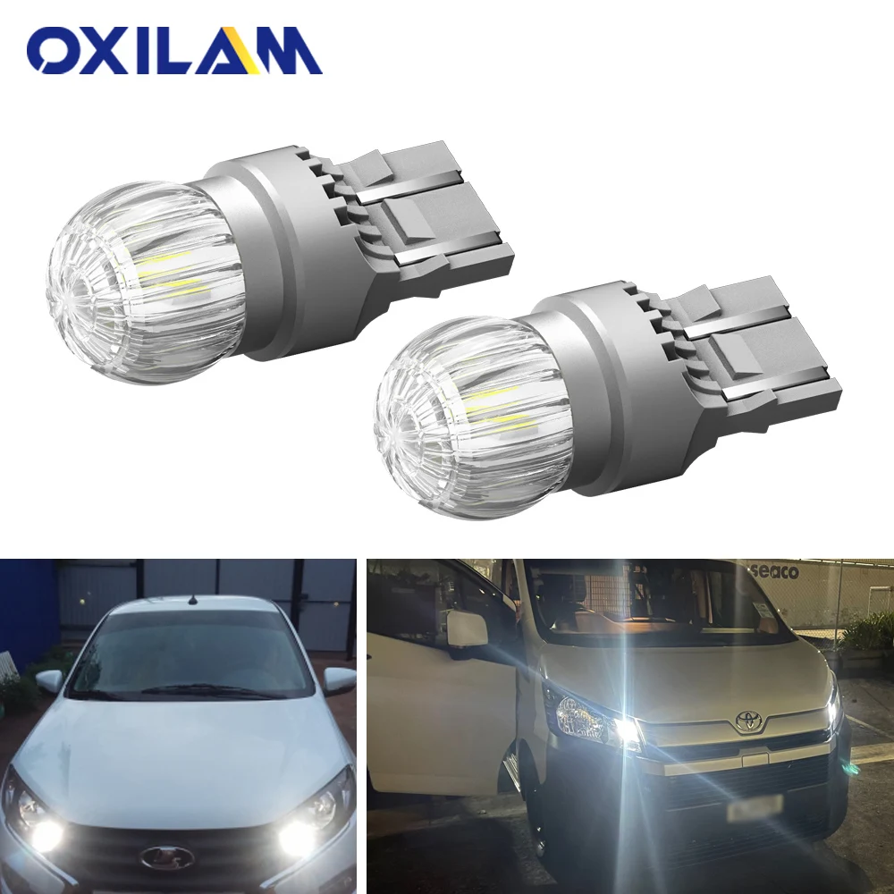 Светодиодсветодиодный лампы для дневных ходовых огней T20 W21/5W без ошибок белые 6000K