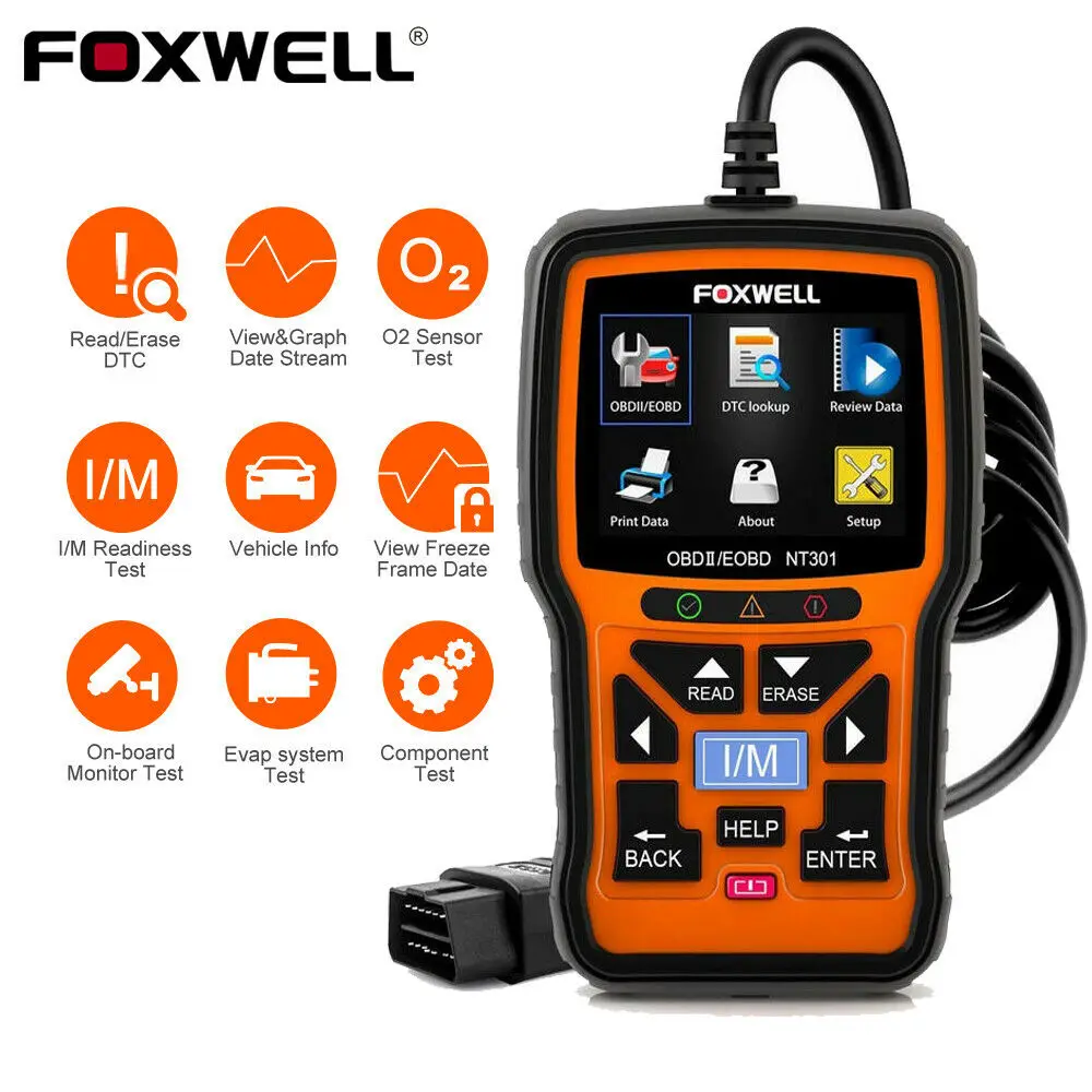 FOXWELL NT301 OBD2 сканер Профессиональный кода неисправности двигателя EOBD ODB2 OBD 2