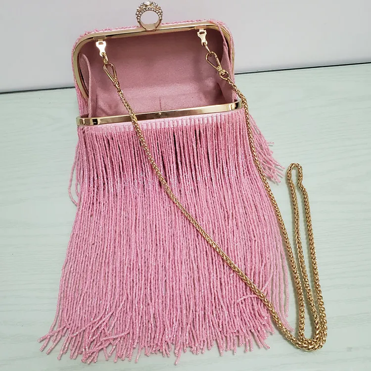 Women Tassel Fashion Ladies Clutch Bag Shoulder Handbags Female Party Wedding Evening Bag For Phone Purse
