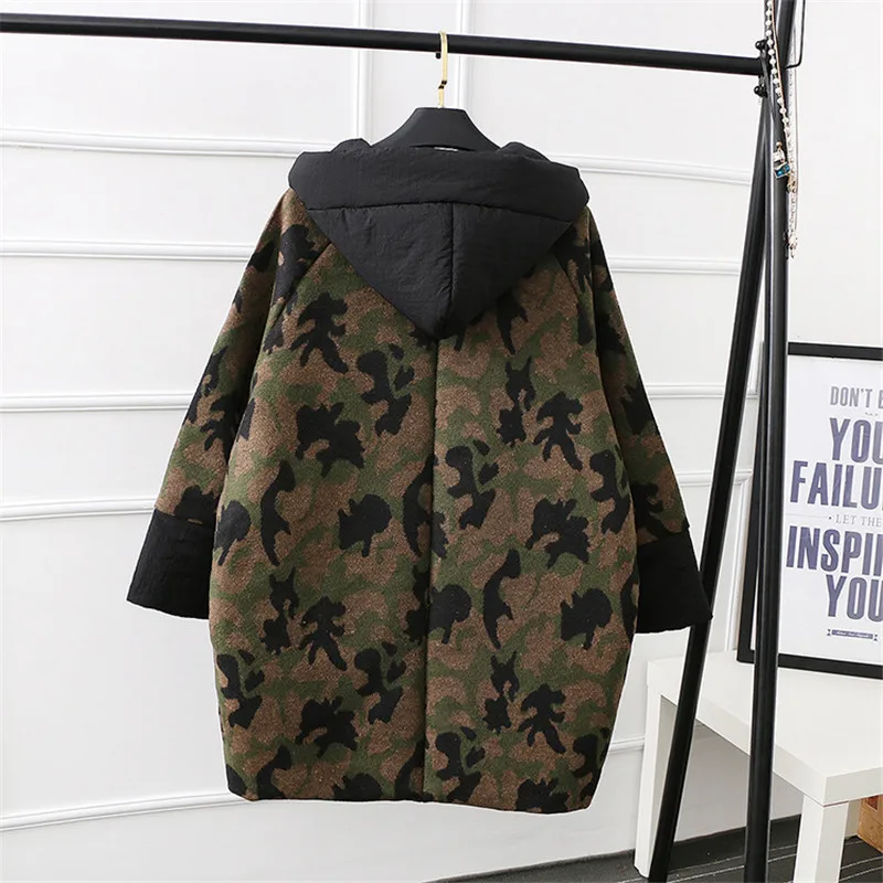 Зимняя женская парка размера плюс 6XL утепленное пальто женские камуфляжные