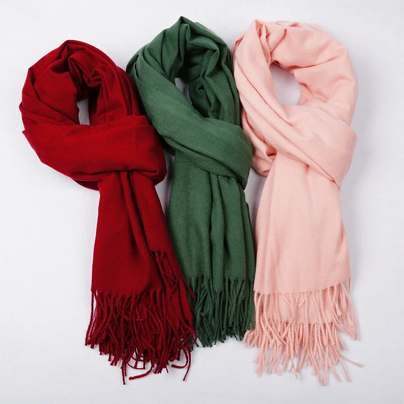 

Autumn & Winter Scarf for Women Classic Pure Color Warm Cozy Women Scarves Cashmere Feel Extra Long Shawl with Tassel 65x200cm