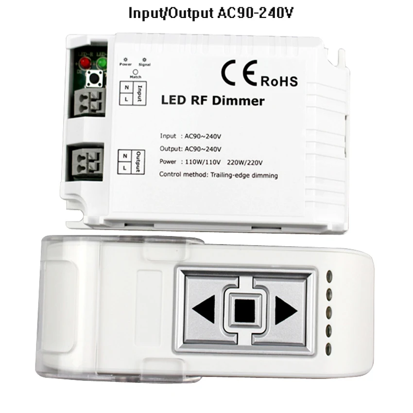 AC90-240V, светодиодный диммер, 220 В, 110 В, задний край, диммер, контроллер, беспроводной Радиочастотный пульт дистанционного управления, диммируемая Светодиодная лампа