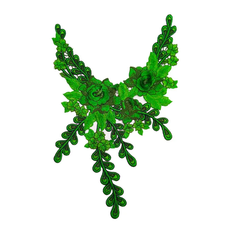 Green 30 стилей 3D полые цветы вышитые кружева декольте DIY воротник декольте Venise Кружевная аппликация отделка Швейные принадлежности Скрапбукинг - Цвет: Green