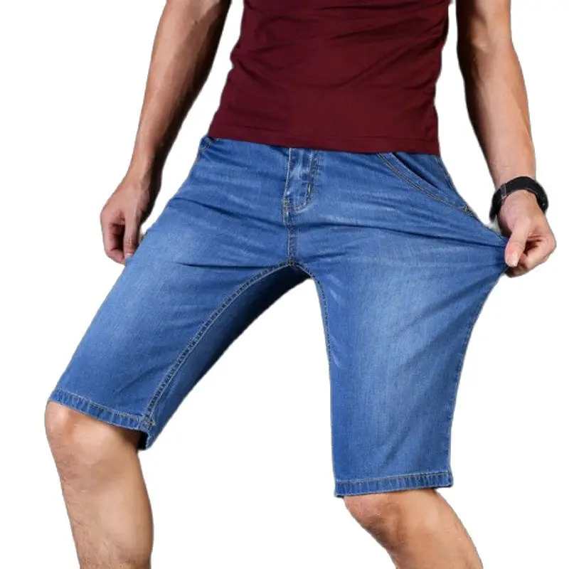

Summer New Men's Stretch Short Jeans Fashion Casual Slim Quality Elastic Denim Shorts Business Fashion Jeans Plus Size 28-46