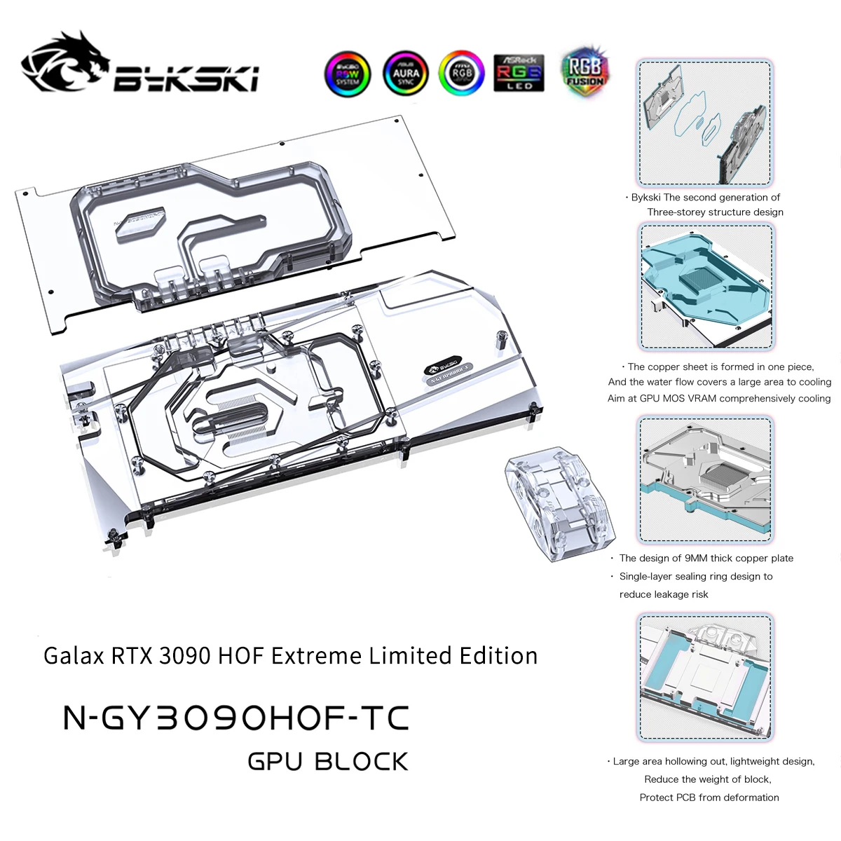

Bykski GPU Блок с активным водного объединительная панель кулер для Galax RTX 3090 ПФ Экстрим Ограниченная серия N-GY3090HOF-TC