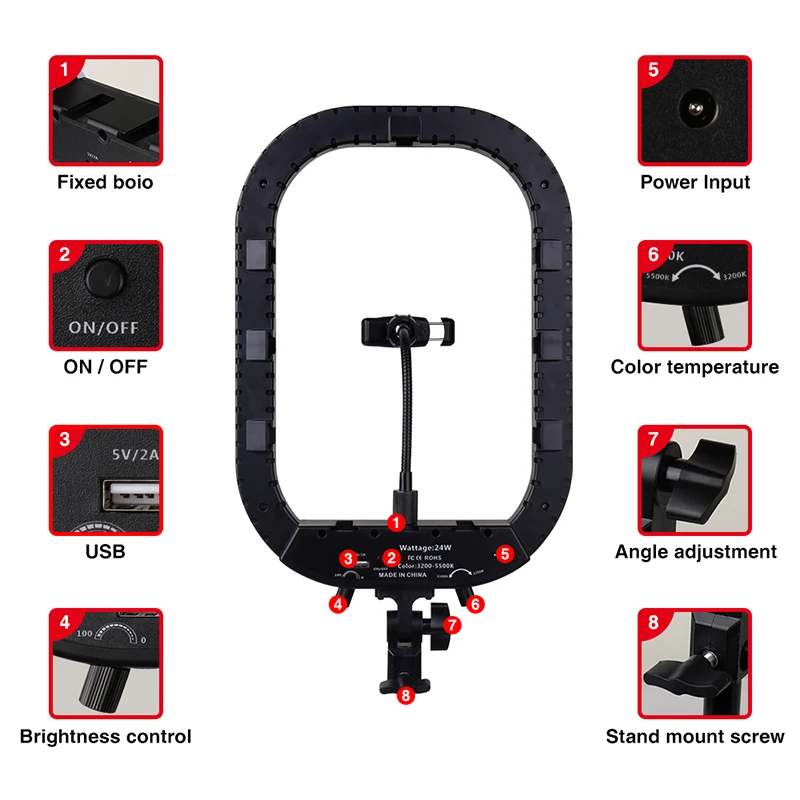 Yizhestudio 14 дюймов с регулируемой яркостью кольцевой светильник светодиодный 36 Вт