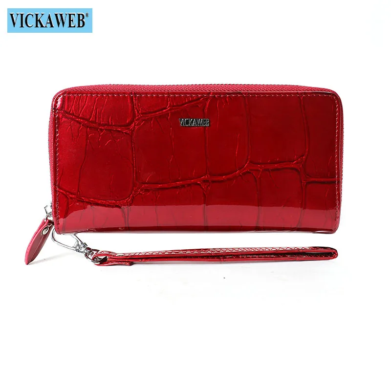

Women's Leather Wallets Female Wrist Purse Ladies Zipper Long Clutch Fashion Patent Coin Pocket