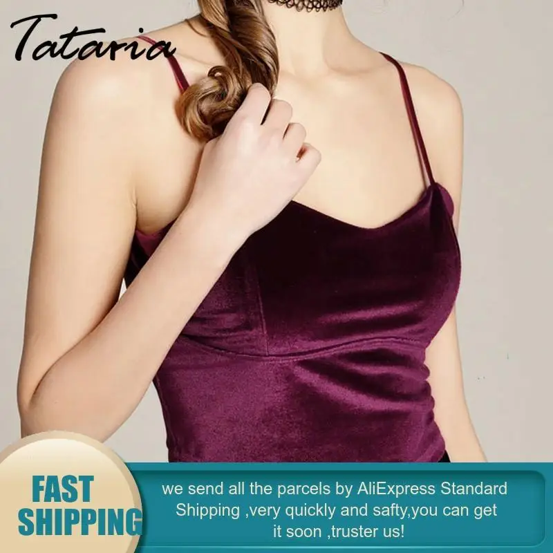 Женский укороченный топ на бретельках Tataria повседневный с v образным вырезом