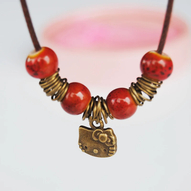 Керамические бусины сделай сам ожерелье ручной работы с веревкой женское