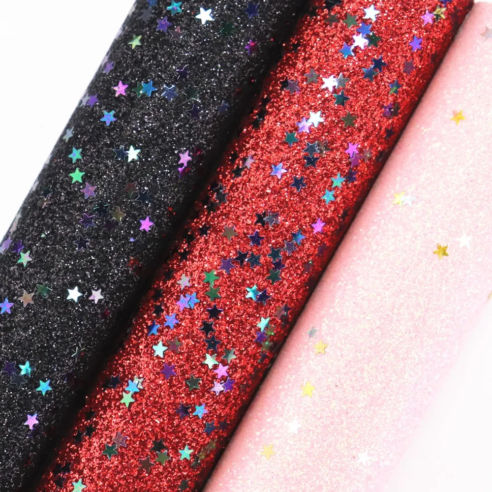 A4 лист 30x21 см Черный Розовый Красный со звездой тонкая кожаная ткань для