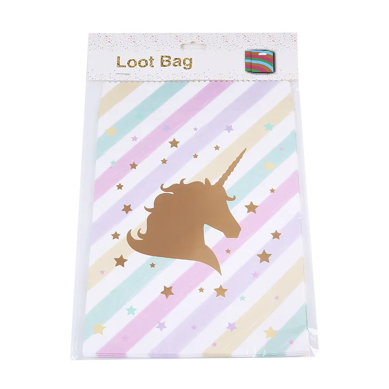 gift bag 6pcs Стиль Золотой Единорог одноразовая бумажная посуда Вымпел чашки стол Обложка для дня рождения и свадьбы и события вечерние принадлежности и декор - Цвет: gift bag 6pcs