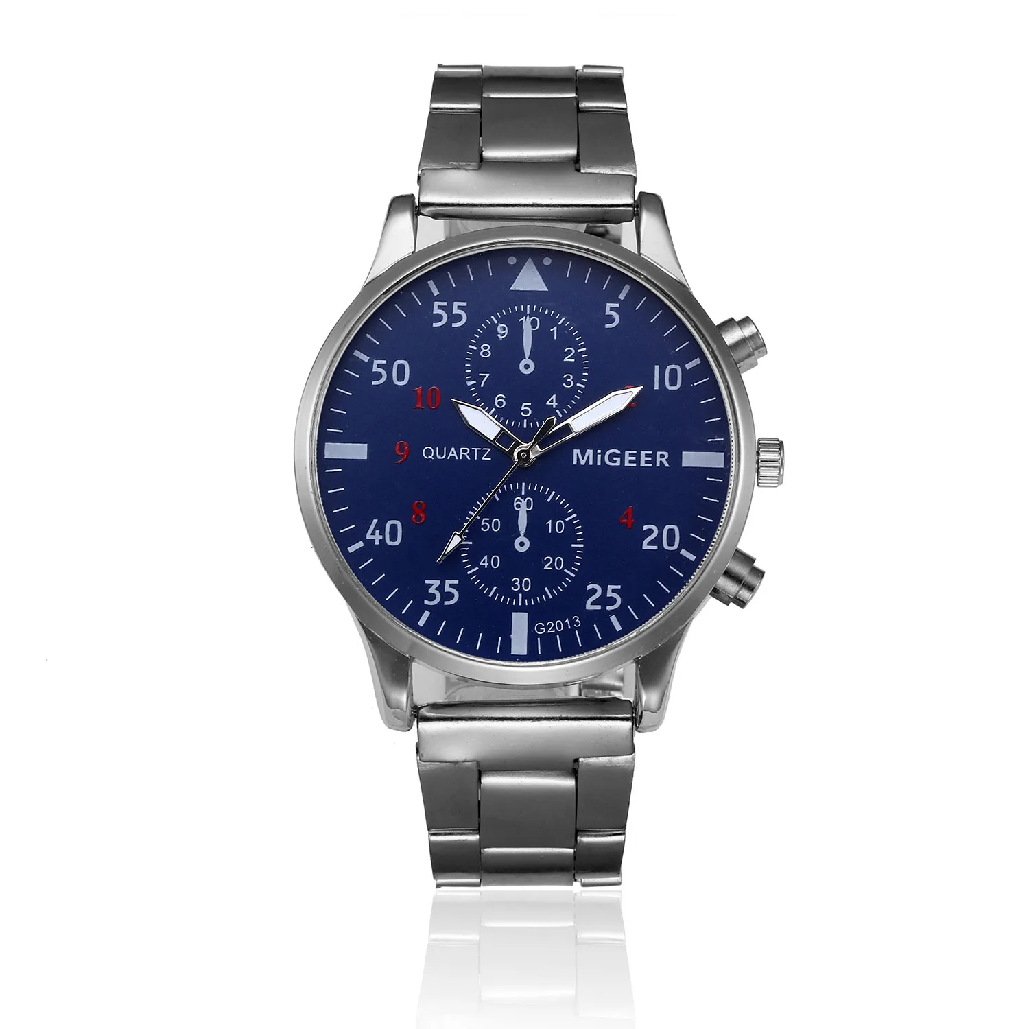 Мужские кварцевые часы с модным кристаллом из нержавеющей стали и стрелочным