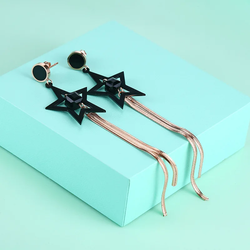 Круглые золотые серьги с кисточками в виде пентаграммы для женщин ювелирные