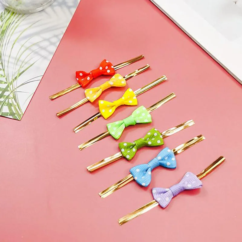 

100Pcs 0.4x8cm Mixed Colors Dots Bows Metallic Twist Ties Gift Wrap Sealing Binding Wire For Candy Bag Lollipop Packing