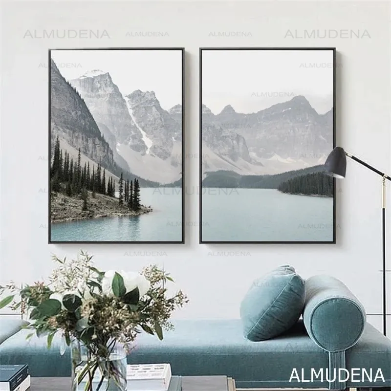 

Nordic Landscape Mountain Lake Canvas Paintings Home Decoration Living Room Wall Art Pictures Nature Scenery Posters and Prints