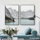 Картины на холсте с скандинавским пейзажем, горным озером, украшение для дома, гостиной, настенные художественные картины с природным пейзажем, плакаты и принты