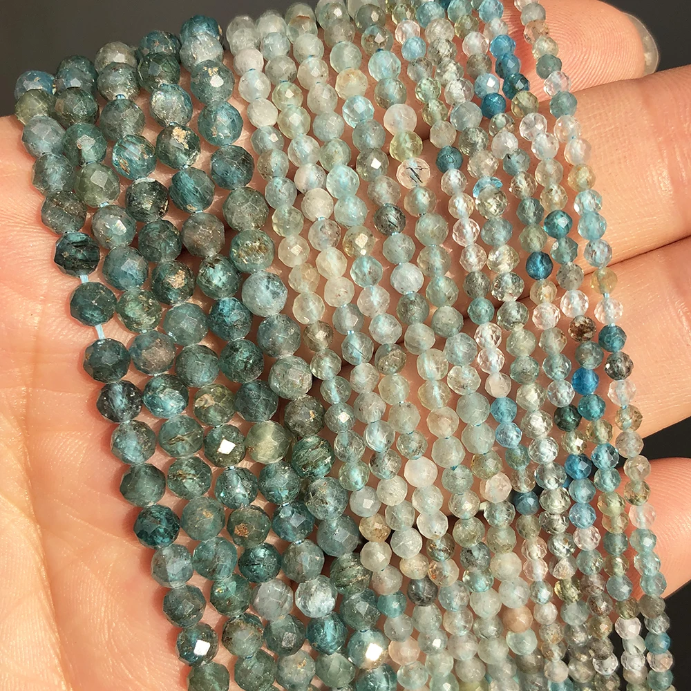 Натуральный Синий Апатит Камень Бисер граненый Кианит драгоценного Свободные