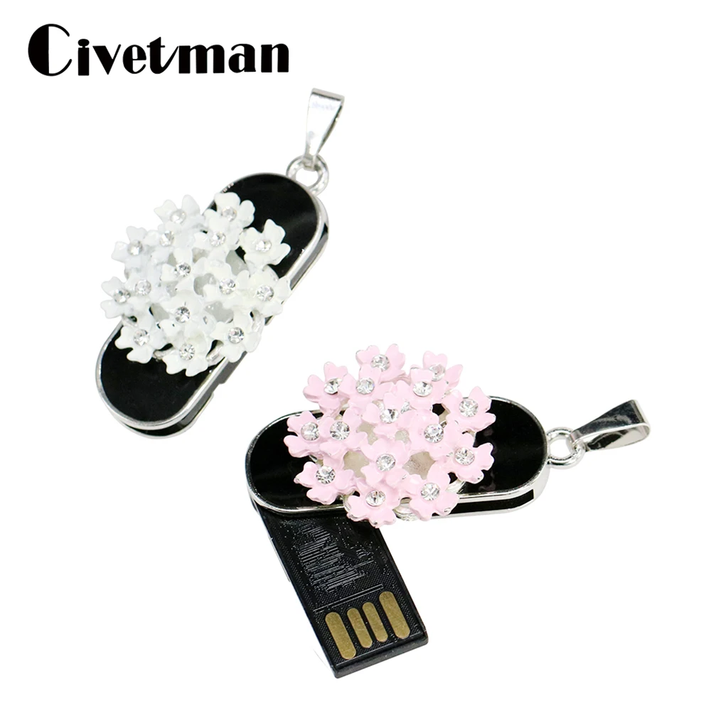 Изысканная USB флешка с подвеской в виде цветка кристаллами флеш накопитель 256 ГБ