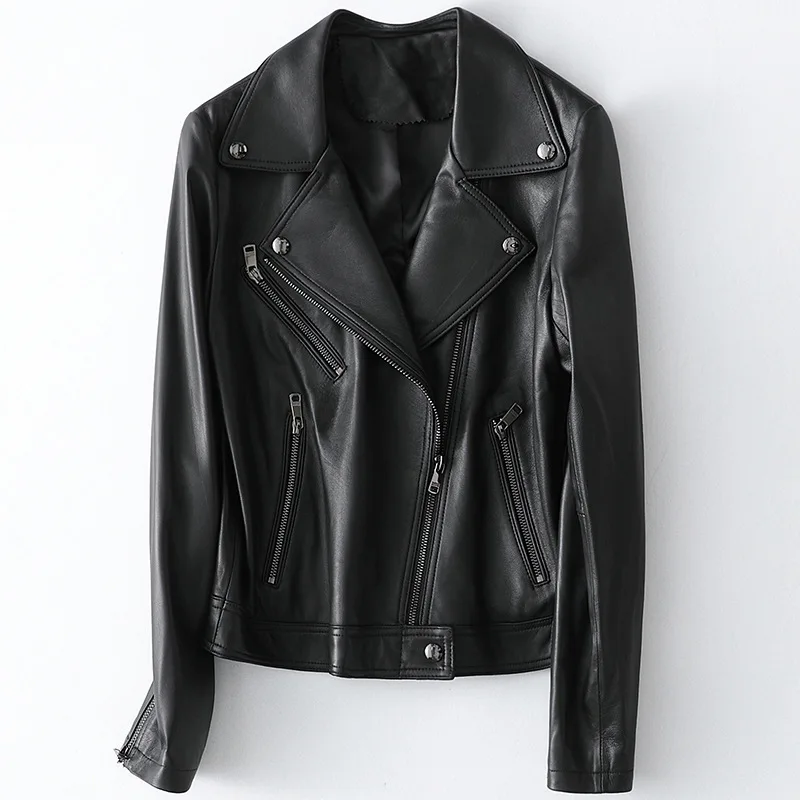 Woman Coat 100% Genuine Leather Jacket Motorcycle Natural Sheepskin Coat Female Mujeres Abrigos HQ20-CLR8026A Lxr60