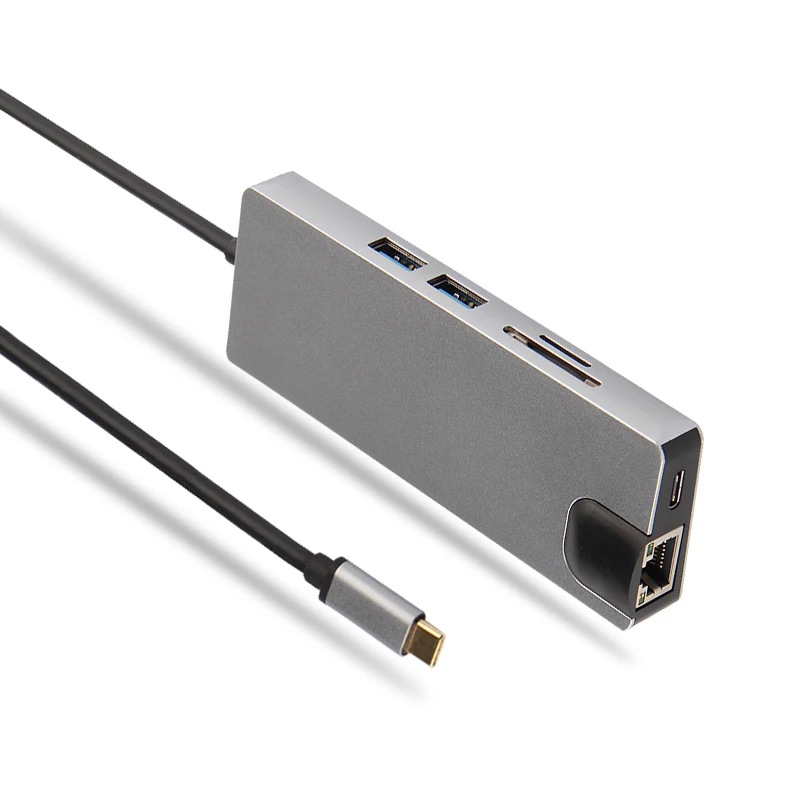 AJIUYU USB C Hub Type-C адаптер док-станция Thunderbolt 3 мульти-порт HDMI VGA RJ45 гигабитный Ethernet
